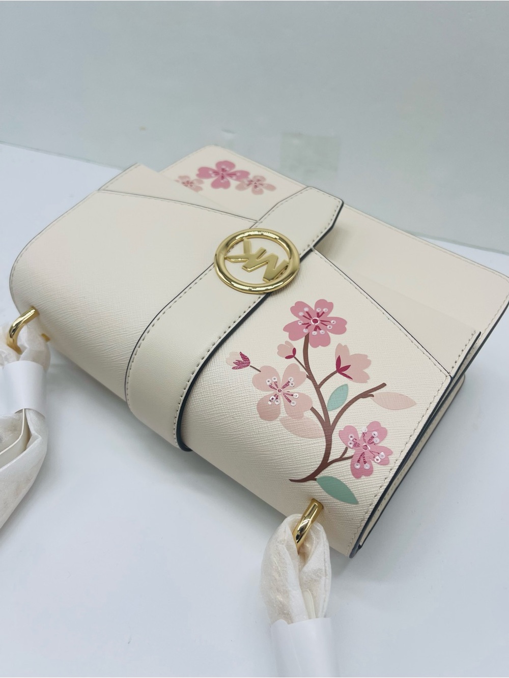 MICHAEL KORS Greenwich Small Embellished Crossbody Bag
Light Cream Multi 
NWT - Picture 8 of 16